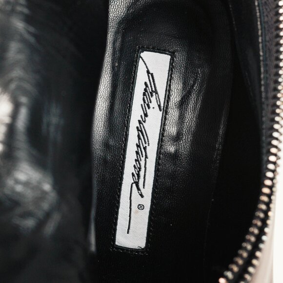 Brian Atwood Nebula Black Tumbled Nubuck Leather Zip-Detail Pointed-Toe Booties - Picture 11 of 11